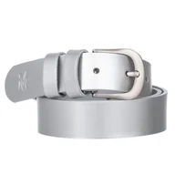 Paski - Klasyczny Pasek Damski VerMari Skórzany Srebrny Mat 3 cm - miniaturka - grafika 1