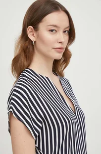 Tommy Hilfiger bluzka damska kolor granatowy wzorzysta - Bluzki damskie - miniaturka - grafika 1