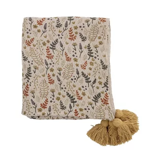 Bloomingville Koc bawełniany Filipa Throw Yellow Recycled Cotton - Zabawki interaktywne dla dzieci - miniaturka - grafika 1