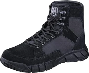 FREE SOLDIER Męskie botki ultralekkie wojskowe taktyczne buty robocze do kostek do kostek 15 cm koronki do oddychających butów Desert Boots, 41_EU, czarne (cienki krój) - Botki damskie - miniaturka - grafika 1