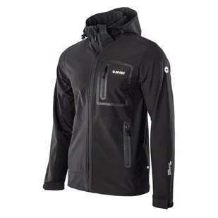 Kurtka męska Hi-tec z kapturem czarny Softshell nikolas gładki klasyczny L - Kurtki męskie - miniaturka - grafika 1