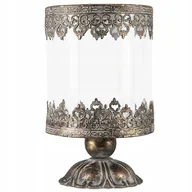 Świeczniki - ŚWIECZNIK STYL RETRO metalowy do salonu sypialni STARE ZŁOTO wys. 21cm - miniaturka - grafika 1