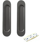 Zawiasy, okucia i inne akcesoria - 2 sztuki samoprzylepnych owalnych klamek do drzwi przesuwnych do szafek, okien i drzwi przesuwnych (szarych) - miniaturka - grafika 1