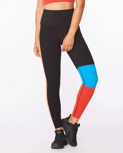 Spodnie sportowe damskie - 2XU Form Block Hi-Rise Compression Tights Women, czarny/czerwony XS 2022 Legginsy do biegania WA6473B#BLKHRR-XS - grafika 1