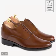 Półbuty męskie - Męskie podwyższające buty wizytowe James brązowe - BRILU - miniaturka - grafika 1