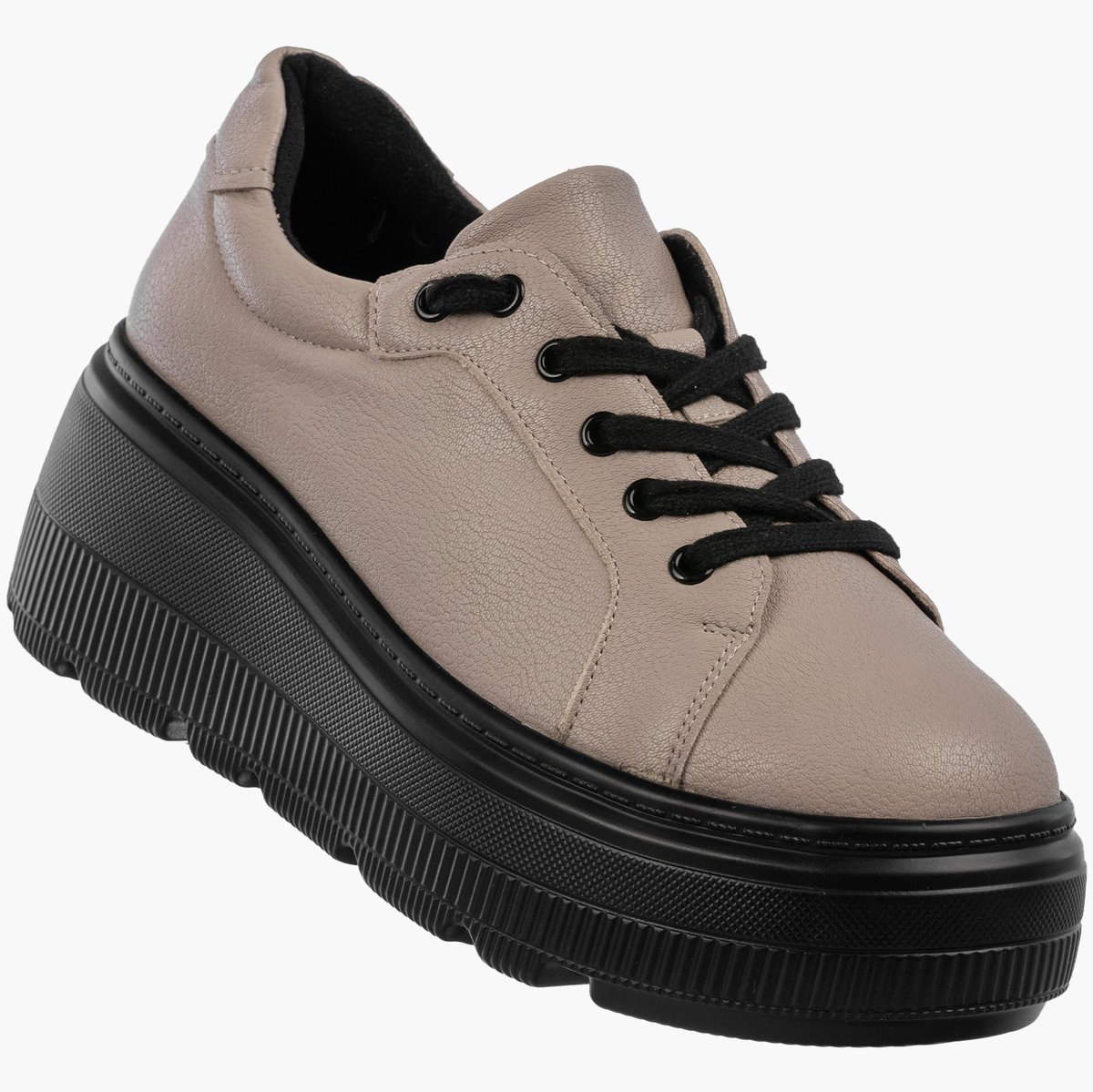 Półbuty Damskie Skórzane Buty Na Platformie Sneakersy Beżowe Beżowy 39