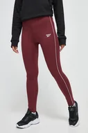 Legginsy - Reebok legginsy damskie kolor bordowy gładkie - miniaturka - grafika 1
