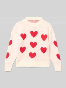 Sweter z dzianiny o luźnym kroju ze wzorem na całej powierzchni model ‘NAJA’ - Swetry dla dziewczynek - miniaturka - grafika 1
