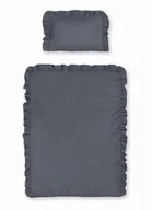 Pościel dla dzieci - Pościel 100x135 grafitowa dziecięca jednobarwna z falbanką Mayamoo - miniaturka - grafika 1