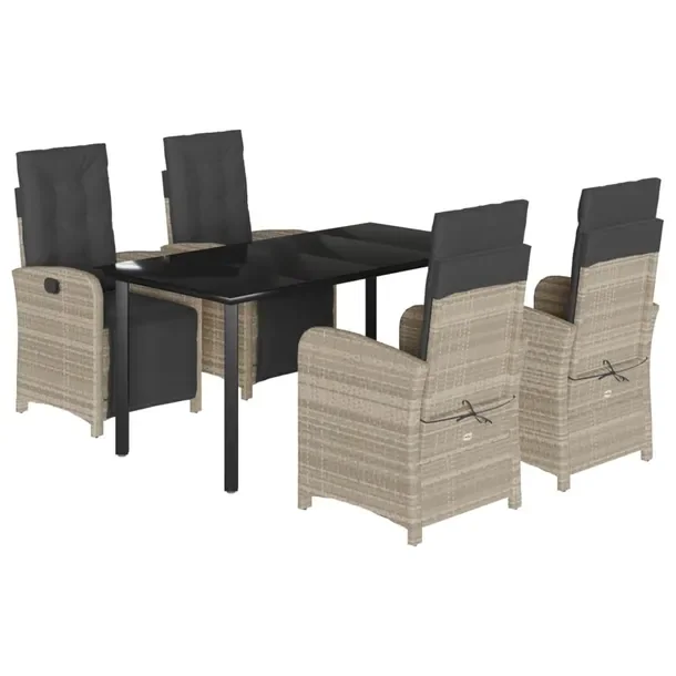 Zestaw Mebli Ogrodowych z Rattanu PE, Stół 160x80x74 cm, Krzesła 57x60x9