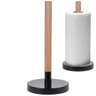 EH Excellent Houseware Stojak DREWNIANY CZARNY na ręczniki papierowe uchwyt na ręcznik papierowy 730102 - Stojaki na ręczniki papierowe - miniaturka - grafika 1