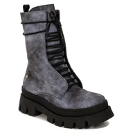 Botki damskie - Botki Damskie Maciejka Skórzane Na Platformie Niebiesko-Czarne-37 - miniaturka - grafika 1