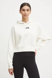 The North Face bluza Essential Crop Hoodie damska kolor beżowy z kapturem gładka NF0A89EXQLI1 - Bluzy damskie - miniaturka - grafika 1