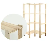 Regały - Maxi Regał Narożny Drewniany 166,4X85X50 Cm 4 Półki Pełne Surowy Drewno Sosnowe Naturalny Maxi-4Wp / Wamar-Sosenka - miniaturka - grafika 1