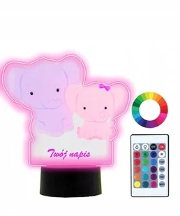 Lampka Nocna z Nadrukiem 3D Led Słoniki Słoń Imię - Lampy stojące - miniaturka - grafika 1