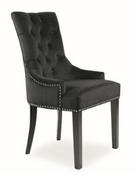 Krzesła - Signal Krzesło EDWARD VELVET pikowane czarna drewniana rama, czarny aksamit tap.117 - miniaturka - grafika 1