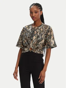 Just Cavalli T-Shirt 78PAHE01 Brązowy Regular Fit - Koszulki i topy damskie - miniaturka - grafika 1