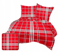 Pościel - pościel z flaneli 200x200 + 2x poszewka F 146-1 czerwona w kratkę - miniaturka - grafika 1