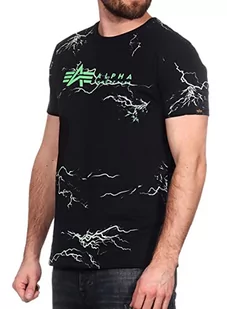 ALPHA INDUSTRIES Lightning AOP T Płaszcz Unisex Dorosły, czarny/poisongreen, XL - Płaszcze damskie - miniaturka - grafika 1