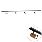 Lampy sufitowe - QAZQA Nowoczesny 1-fazowy system szynowy z 4 WiFi GU10 ciemny brąz - Jeana - miniaturka - grafika 1