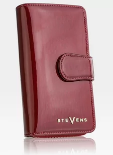STEVENS PORTFEL DAMSKI SKÓRZANY CZERWONY DUŻY RFID Czerwona Błyskotka - Bordowy - Portfele - miniaturka - grafika 1