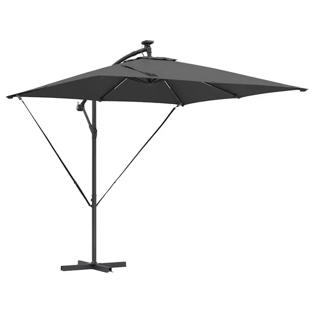 Parasol plażowy z paskami LED Antracyt 249 x 249 x 250 cm