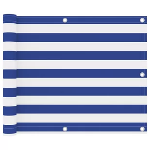 vidaXL Parawan balkonowy, biało-niebieski, 75x400 cm, tkanina Oxford vidaXL - Parawany - miniaturka - grafika 1