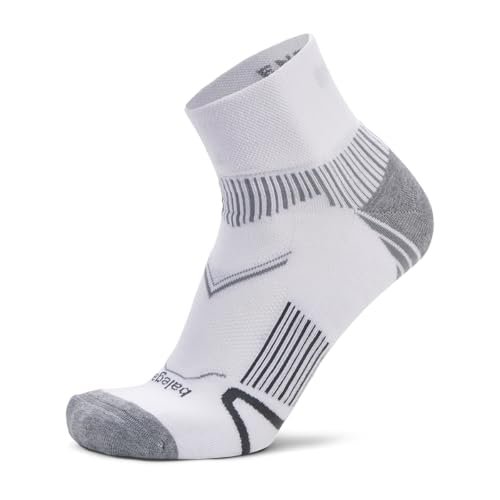Balega Skarpety do biegania Enduro Quarter Unisex ze wsparciem łuku - wydajne, amortyzowane, oddychające, odporne na wilgoć, niewidoczne szwy - białe, rozmiar S (EU 36-39,5)