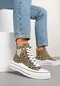 Trampki damskie - Panterkowe Trampki na Platformie z Serduszkiem za Kostkę Ellista - Renee - miniaturka - grafika 1
