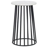 Ławy i stoliki kawowe - Stolik pomocniczy biały marmur z czarnym TAREE - miniaturka - grafika 1