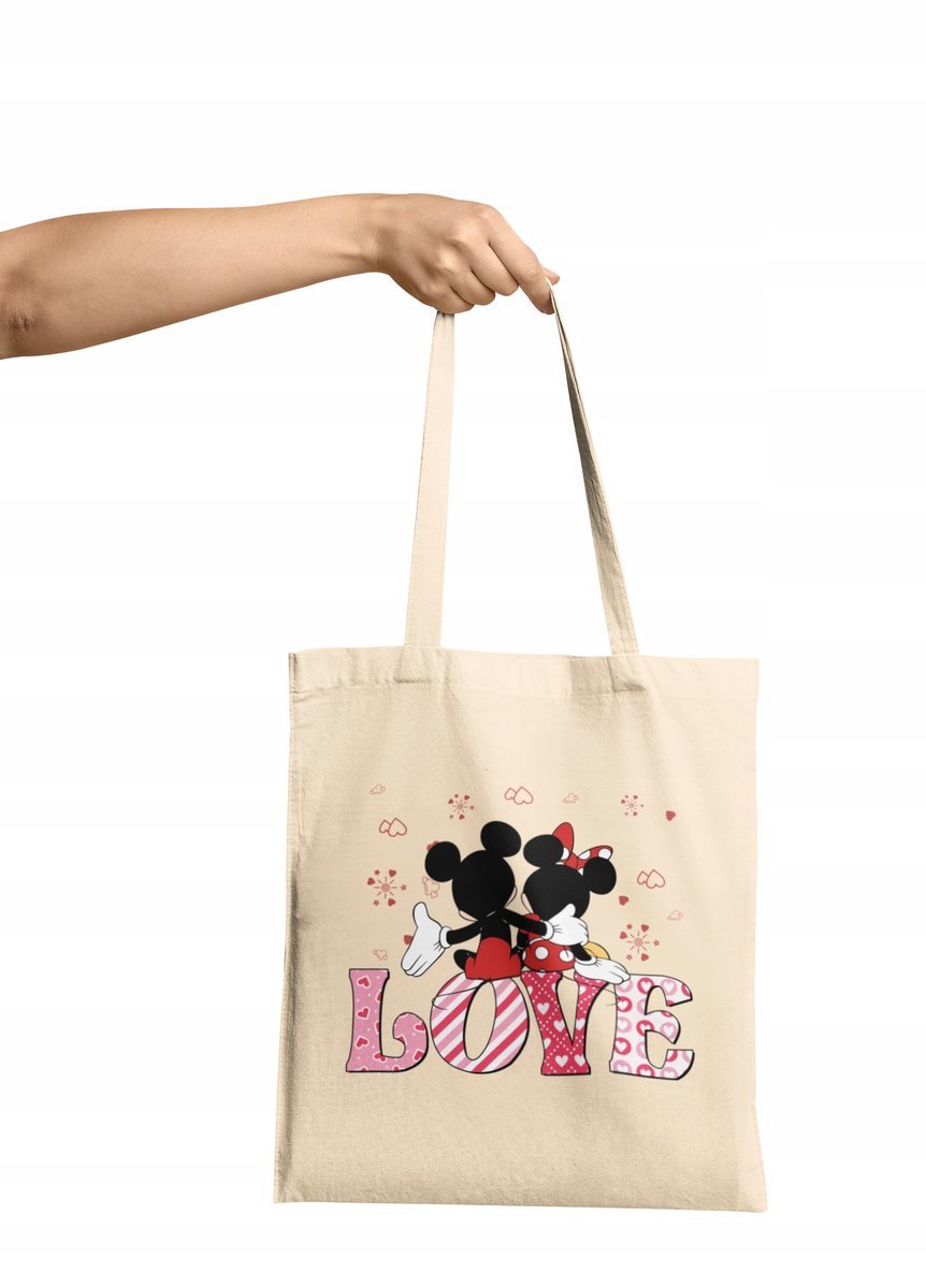 TORBA SHOPPER MATERIAŁOWA NA RAMIĘ MYSZKA MINNIE MIKI-DUŻY WYBÓR 4 KOLORY