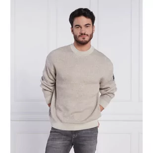 CALVIN KLEIN JEANS Sweter BADGE PLATED | Regular Fit - Swetry męskie - miniaturka - grafika 1