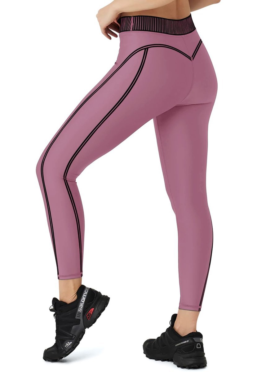 Legginsy Damskie Sportowe Do Jogi Z Wysokim Stanem Kryjące Różowe XL