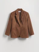 Marynarki i żakiety damskie - Reserved - Marynarka z imitacji zamszu - brązowy - miniaturka - grafika 1