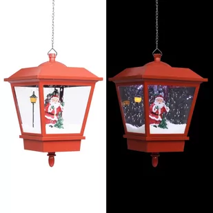 vidaXL Świąteczna lampa wisząca LED z Mikołajem, czerwona, 27x27x45 cm - Oświetlenie świąteczne - miniaturka - grafika 1