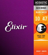 Struny gitarowe  - ELIXIR 10-47 BRONZE Light struny do 12-strunowej gitary - miniaturka - grafika 1