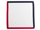 Krawaty i muchy męskie - Biała gładka poszetka z czerwonym i granatowym rantem E349 - miniaturka - grafika 1