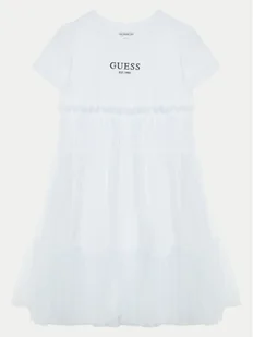 Guess Sukienka elegancka J5RK18 K6YW0 Biały Regular Fit - Sukienki i spódniczki dla dziewczynek - miniaturka - grafika 1