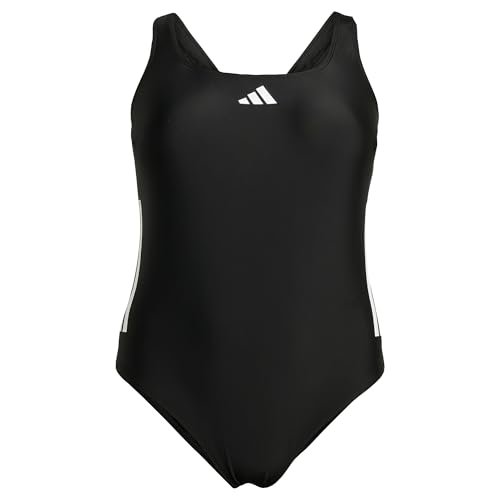 adidas Damski strój kąpielowy z 3 paskami w kształcie litery C (duży rozmiar) XXL, czarny/biały, XXL Duże rozmiary