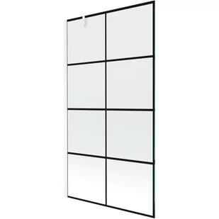 Mexen Next parawan nawannowy 1-skrzydłowy 100 x 150 cm, czarny wzór, biały - Parawany nawannowe - miniaturka - grafika 1