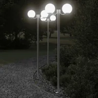 Lampy ogrodowe - The Living Store Stojące lampy ogrodowe - 3 szt - srebrne - 215 cm - stal nierdzewna - Lampa Ogrodowa - miniaturka - grafika 1