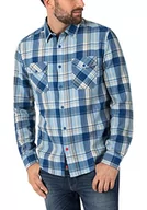 Koszule męskie - Timezone Męska koszula flanelowa, Light Blue Beige Check, XXL - miniaturka - grafika 1
