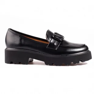 Półbuty damskie Vinceza z eko skóry czarne - Mokasyny damskie - miniaturka - grafika 1