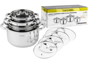 ZESTAW GARNKÓW 8 EL GARNKI INDUKCJA KOMPLET STAL - Zestawy garnków i patelni - miniaturka - grafika 1