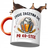 Kubki - Kubek Pomarańczowy na Urodziny 40 40ste 40-ste z Nadrukiem ze Zdjęciem + Opakowanie na prezent (wzór 02) - miniaturka - grafika 1