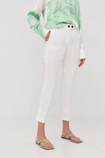 Spodnie damskie - Marella Marella spodnie damskie kolor biały fason cygaretki medium waist - grafika 1