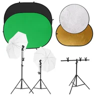 Lampy studyjne - Vidaxl Fotograficzny Zestaw Studyjny Z Oświetleniem, Tłami I Blendami - miniaturka - grafika 1