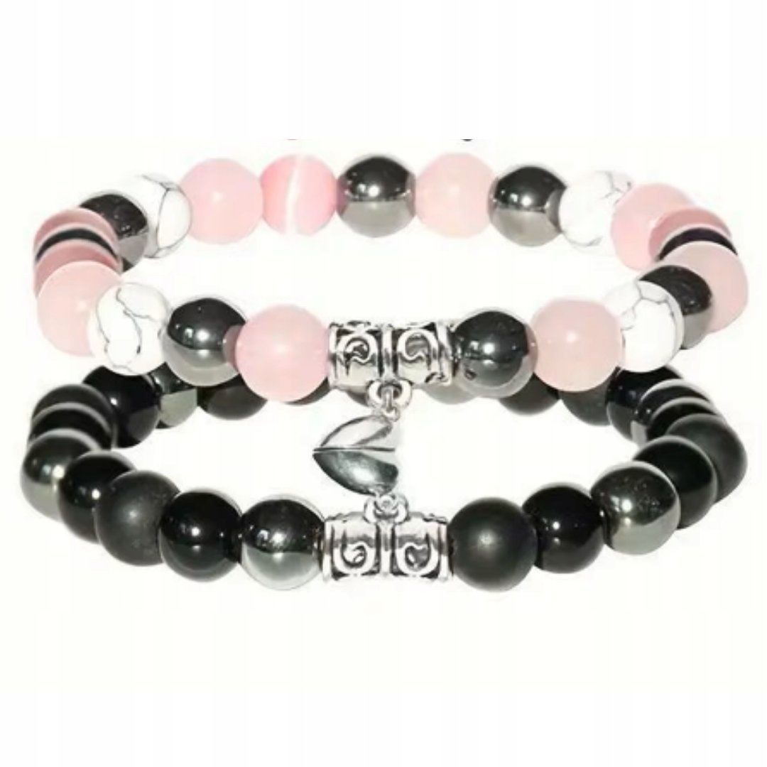 Bransoletki dla Dwojga Wielokolorowa Czarna Magnetyczne Serce