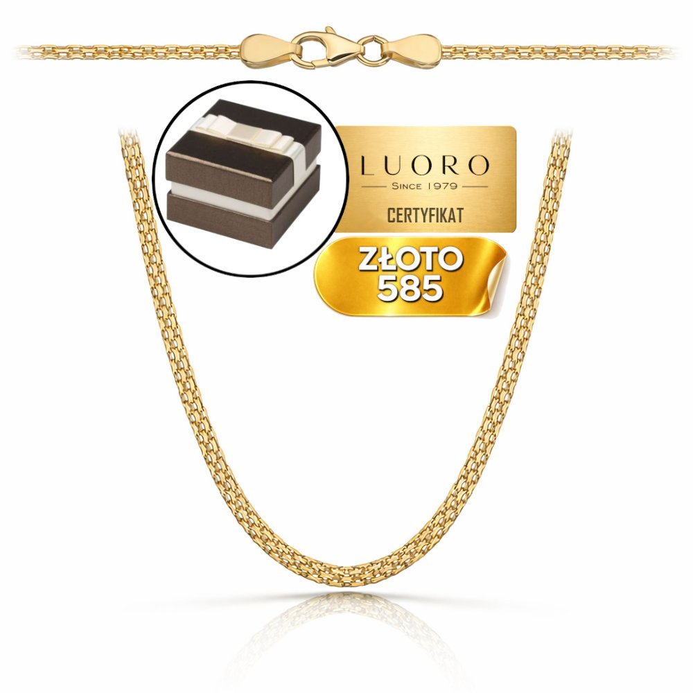 ŁAŃCUSZEK ZŁOTY 585 14K SPLOT BISMARCK 50 CM 3 MM ELEGANCKI KLASYK