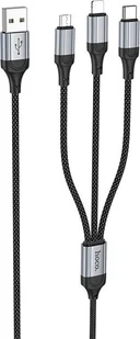 Kabel USB Hoco HOCO kabel 3w1 USB A do Lightning / Micro USB / Typ C 2,4A X102 1 m czarny - Kable USB - miniaturka - grafika 1